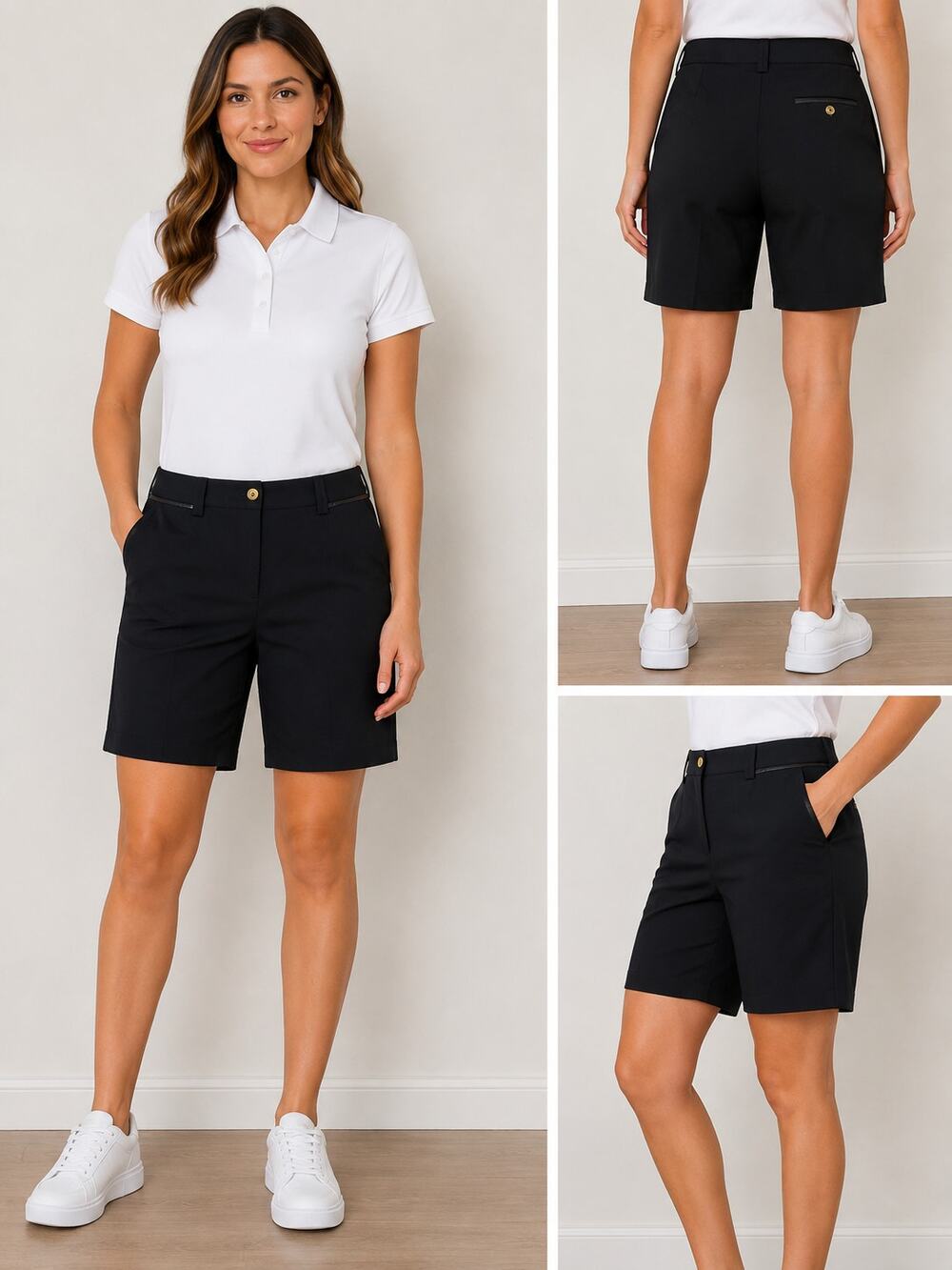 EP Pro Women's Golf Bermuda Shorts Black Size 8 NWOT Classic Performance